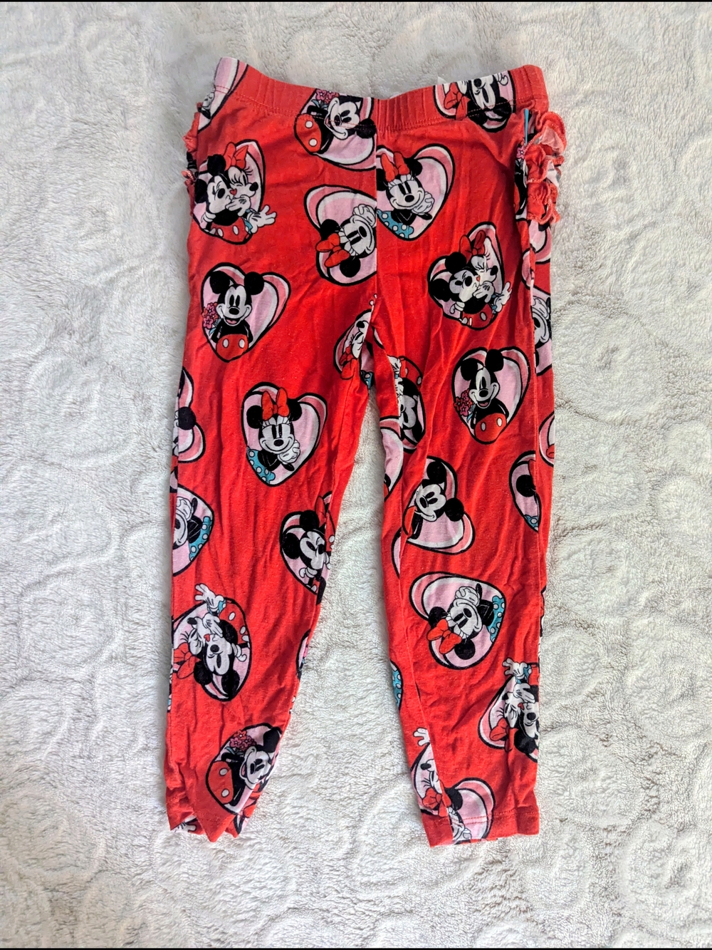 Posh Peanut Coral and Black Minnie Mouse Leggings